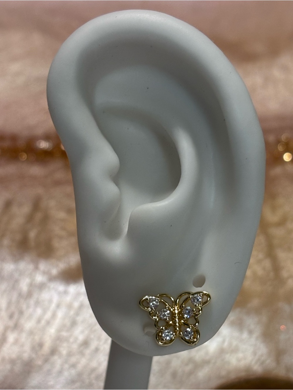 Gold Butterfly Crystal Stud Earrings